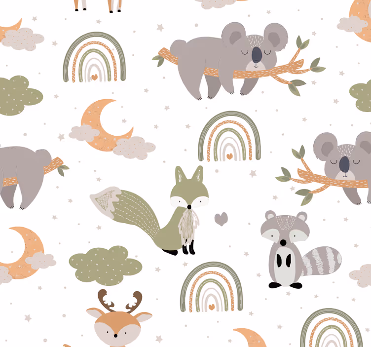 Rulou geam copil cu model de animale scandinave - TenStickers