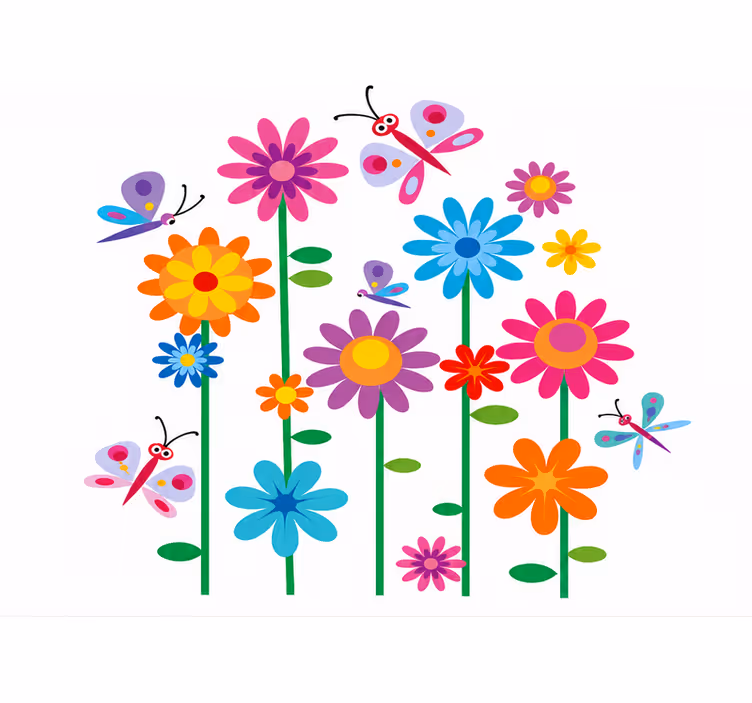 Rulou geam pentru copii flori vesele pentru copii - TenStickers
