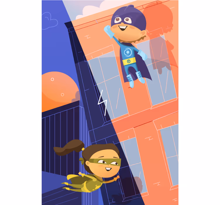 Rulou geam pentru copii aventura supereroului - TenStickers
