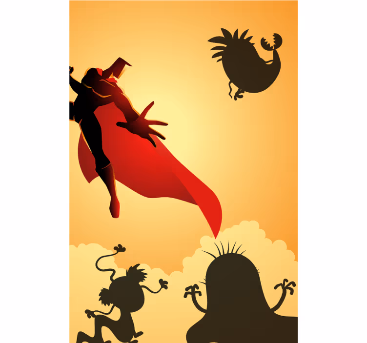 Rulou geam supereroi aventura siluetei eroice - TenStickers