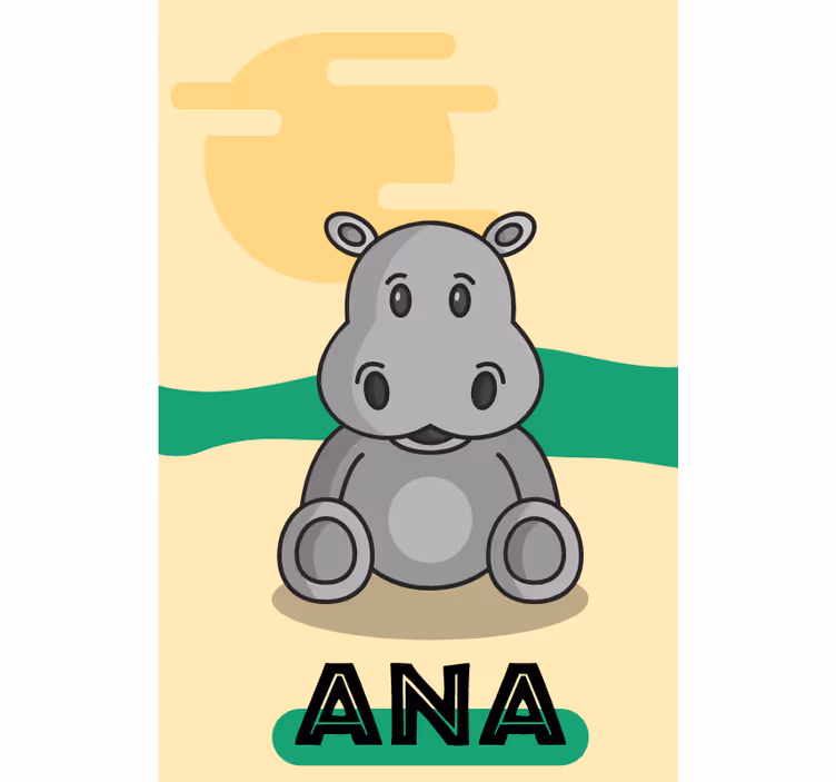 Hipopotam bebeluș personalizat imprimat fereastră umbră - TenStickers