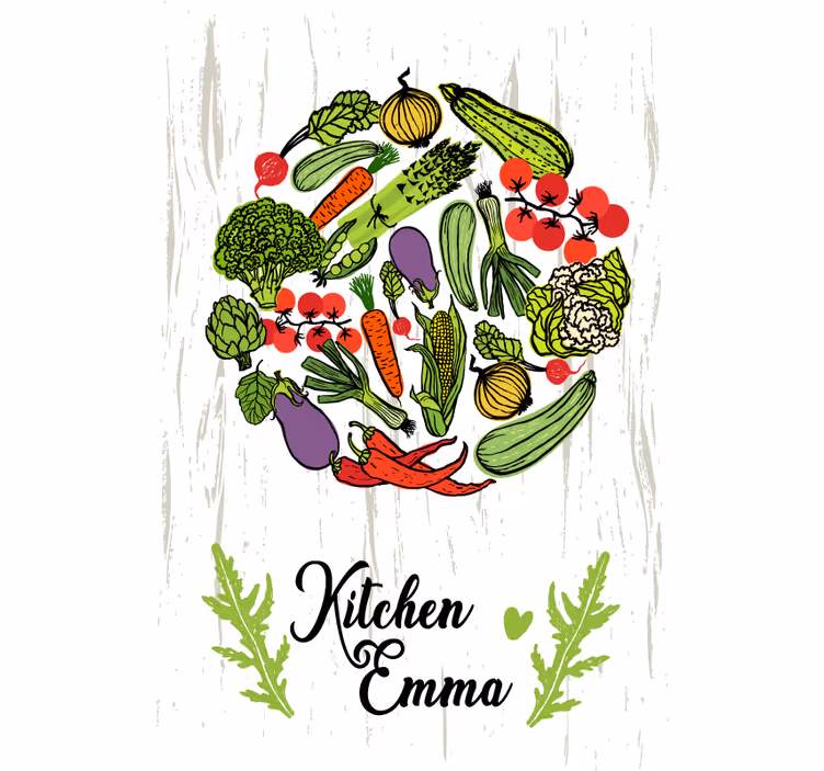 Bucătărie cu umbră de fereastră tipărită cu legume - TenStickers