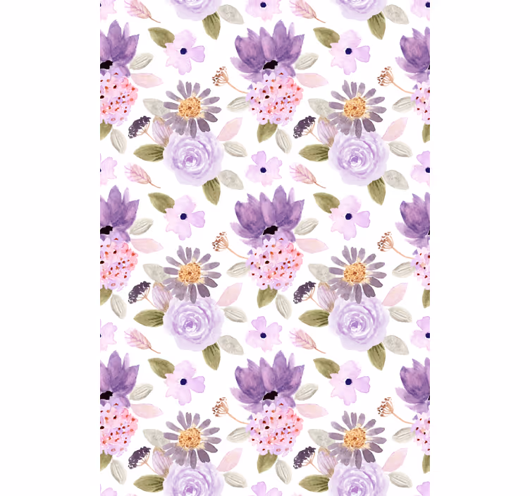 Rulou geam floral model de flori violet - TenStickers