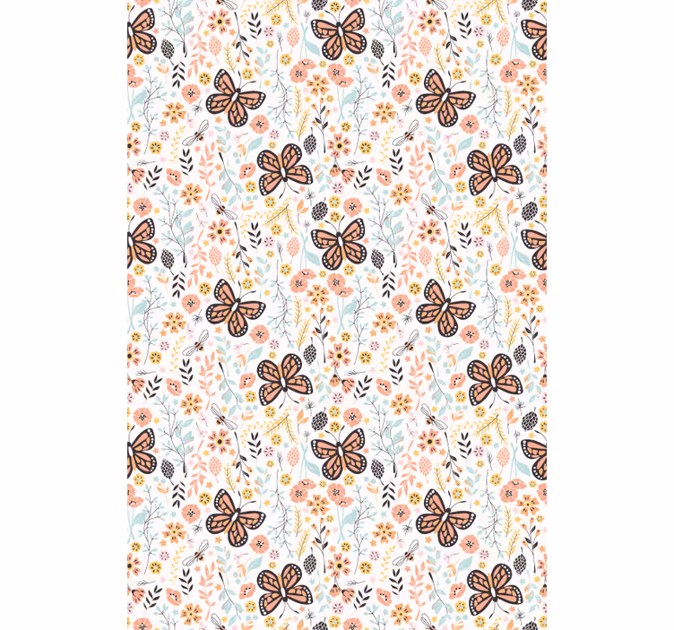 Rulou geam floral model de grădină cu fluturi - TenStickers