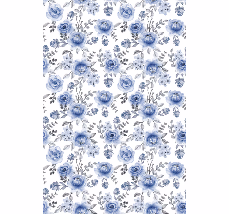 Rulou geam floral model floral albastru - TenStickers