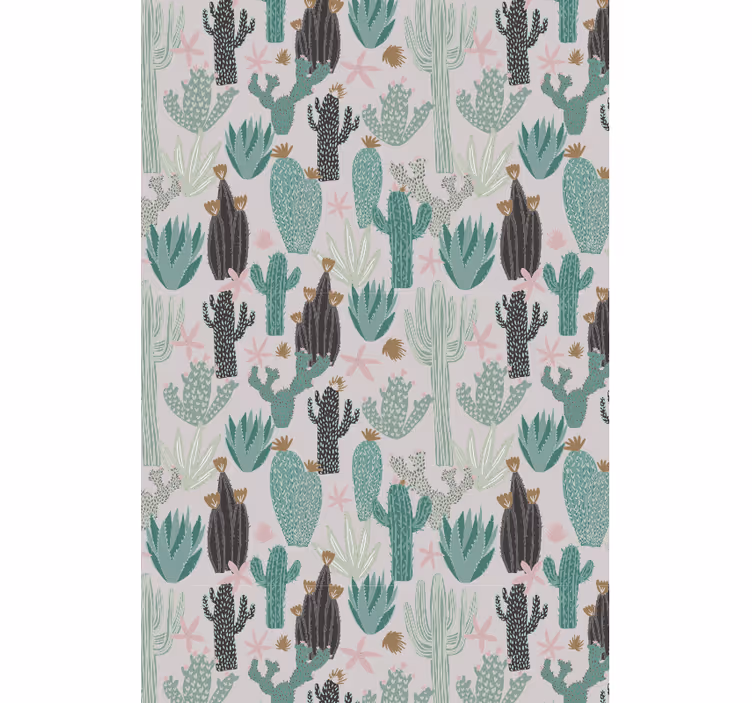 Rulou geam cactuși scenă de seninătate cu saguaro - TenStickers