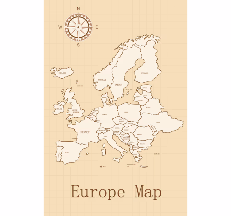 Rulou geam harta lumii europa pe fundal bej - TenStickers