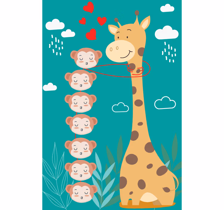 Rulou geam animale dragoste de maimuță girafă - TenStickers