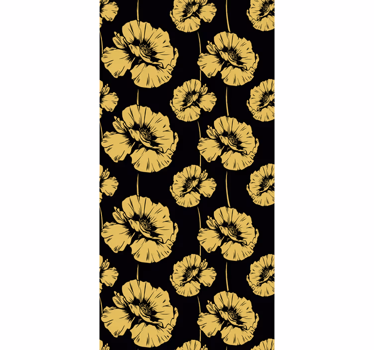 Rulou geam floral design galben și negru - TenStickers