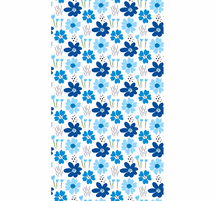 Rulou geam flori și plante model simplu albastru - TenStickers