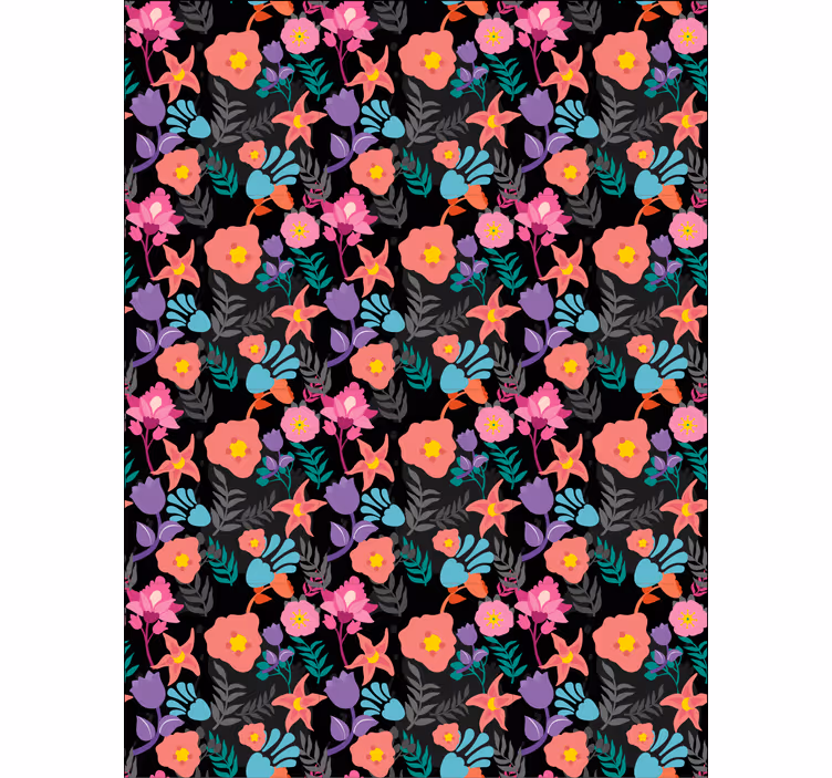 Rulou geam flori și plante model floral colorat - TenStickers