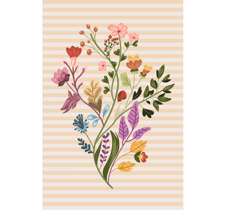Buchet de flori desenate flori Rulouri - TenStickers
