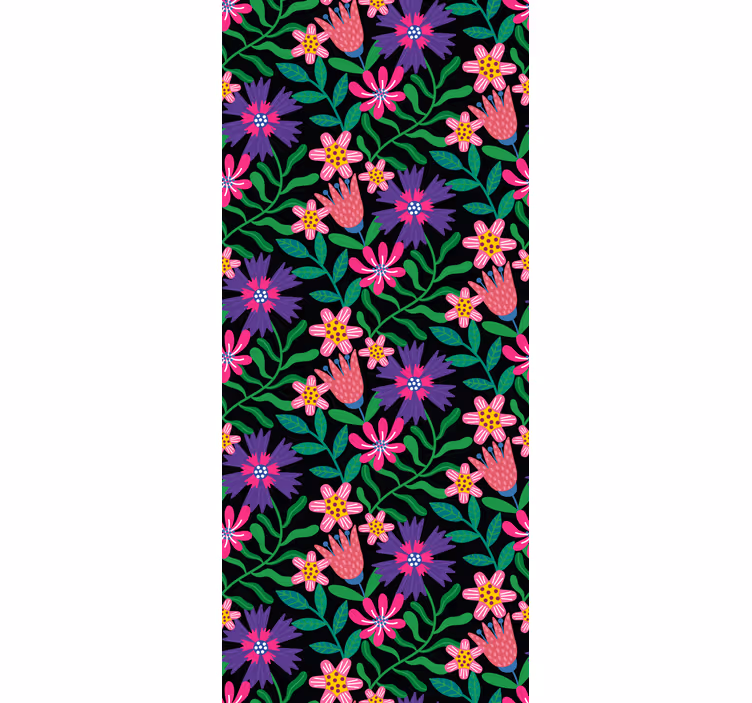 Rulou geam flori și plante design de armonie florală - TenStickers