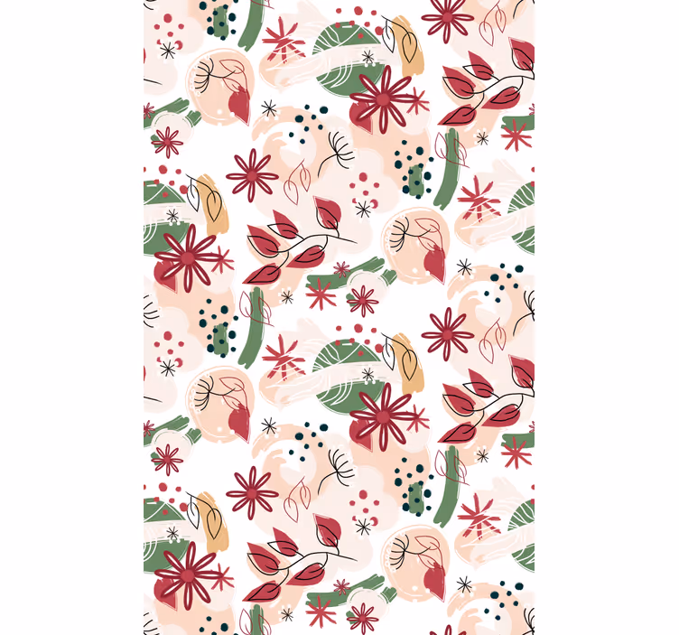 Rulou geam flori și plante model floral abstract - TenStickers
