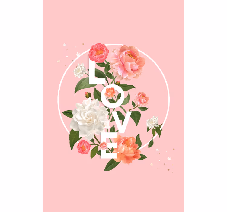Rulou geam romantic iubește designul floral - TenStickers