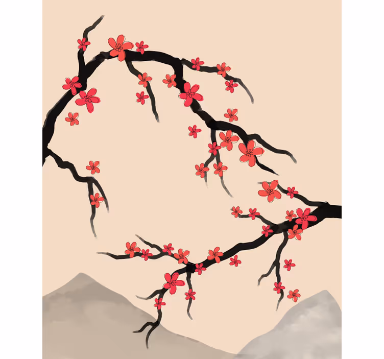 Rulou geam tineret ramuri de sakura - TenStickers