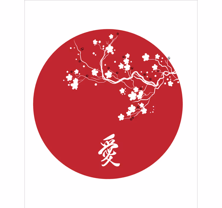 Rulou geam floral cerc de cireșe japoneze - TenStickers