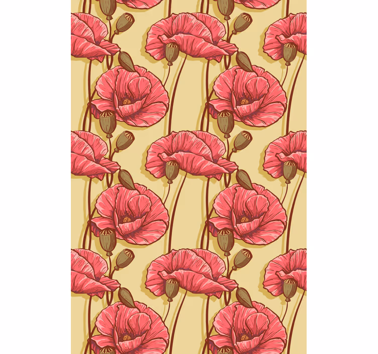 Vintage maci roșu model floare Rulouri - TenStickers