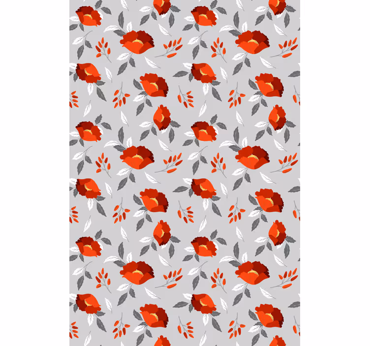Rulou geam floral model roșu gri - TenStickers