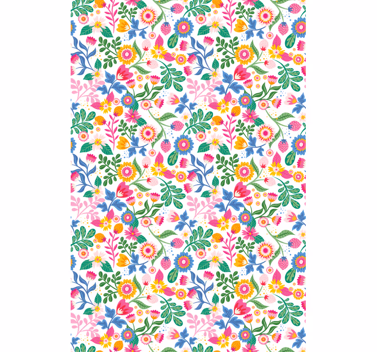 Rulou geam flori și plante motiv botanic vibrant - TenStickers