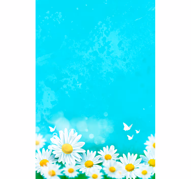 Rulou geam flori și plante margarete cu fluturi - TenStickers