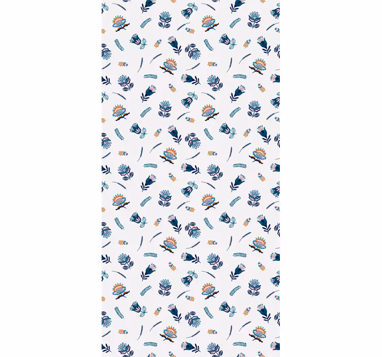 Rulou geam floral motiv albastru de artă populară - TenStickers