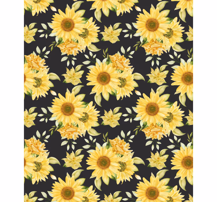 Rulou geam flori și plante model floral de floarea soarelui - TenStickers