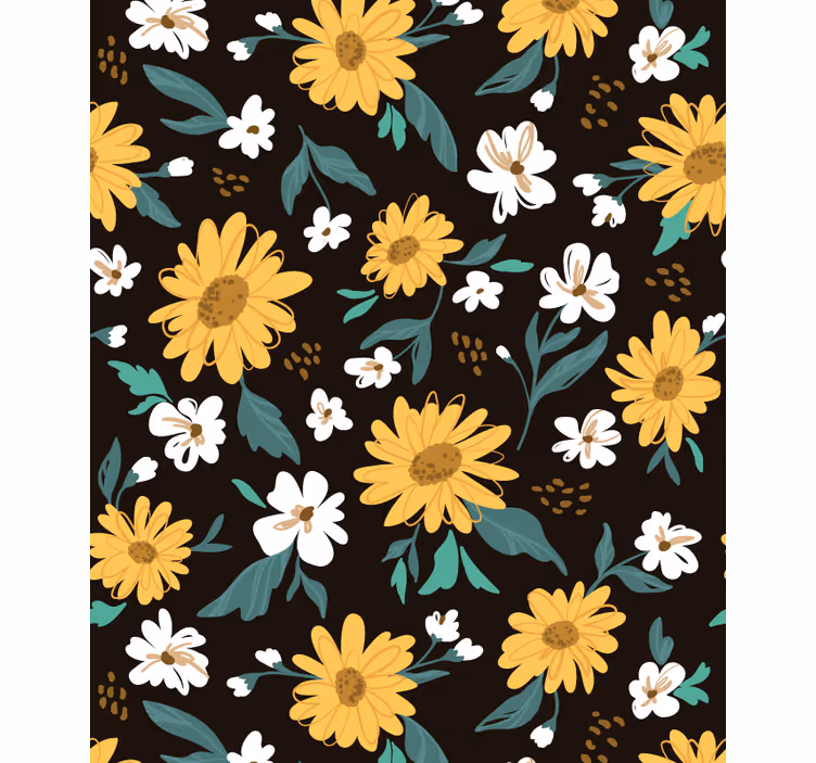 Floarea-soarelui și florile margarete înfloresc Rulouri - TenStickers