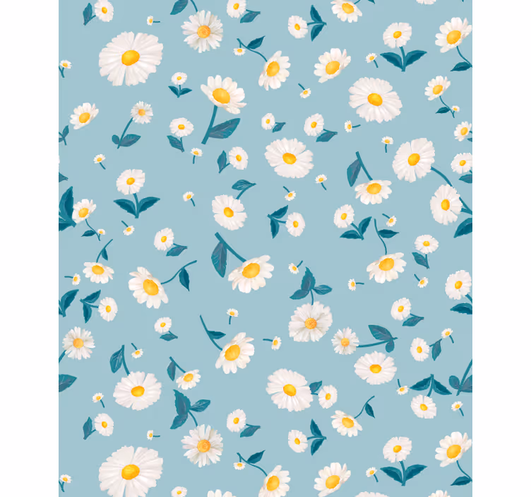 Rulou geam flori și plante model de margarete albastru - TenStickers