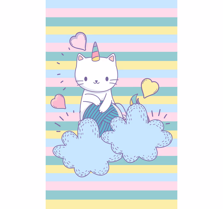 Pisica unicorn pe nori Ruloui pentru copii - TenStickers
