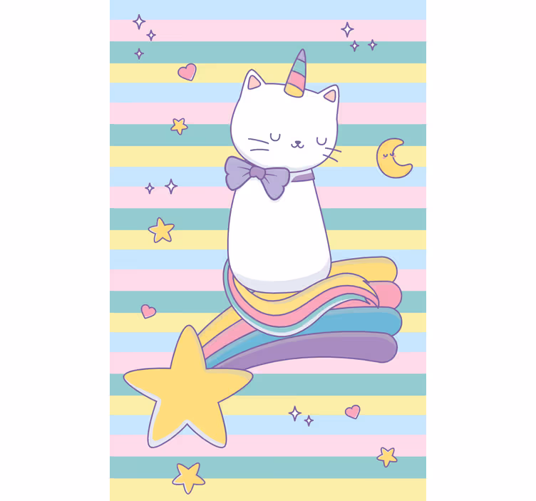 Pisică unicorn pe stea căzătoare Rulouri pentru copii - TenStickers
