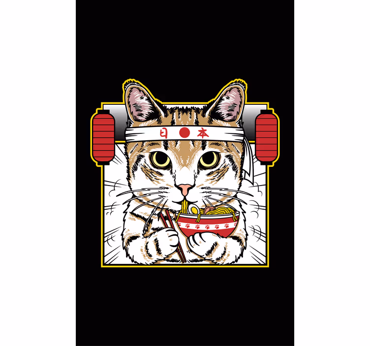 Rulou geam animale pisica mâncatoare de taitei - TenStickers