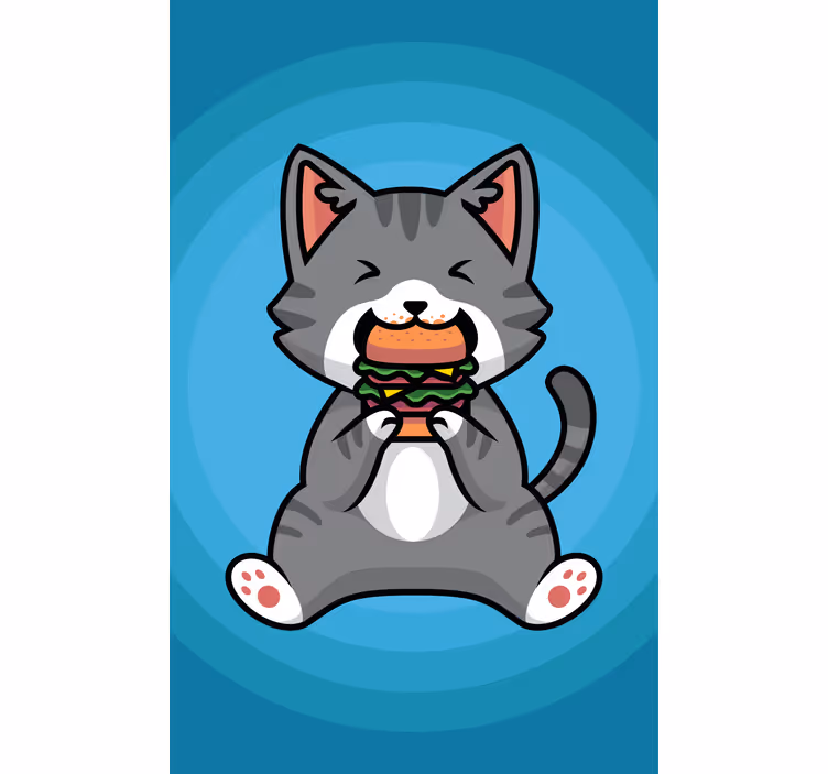 Rulou geam animale pisica fericită mâncând - TenStickers