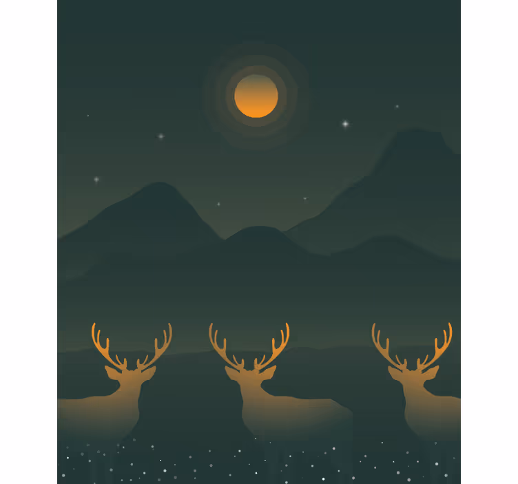 Peisaj de iarna cerbi de aur pictura oarba - TenStickers