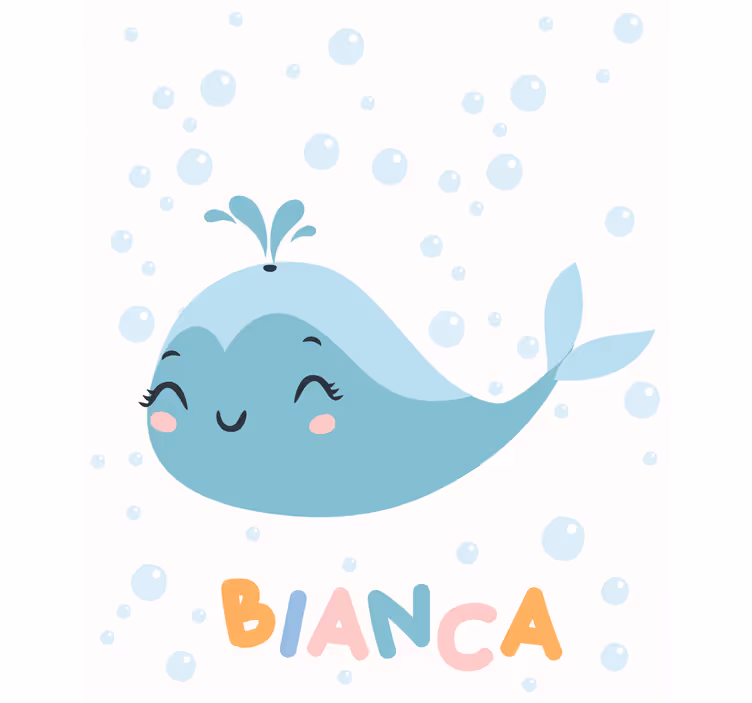 Balenă fericită cu pictură Rulouri de nume - TenStickers
