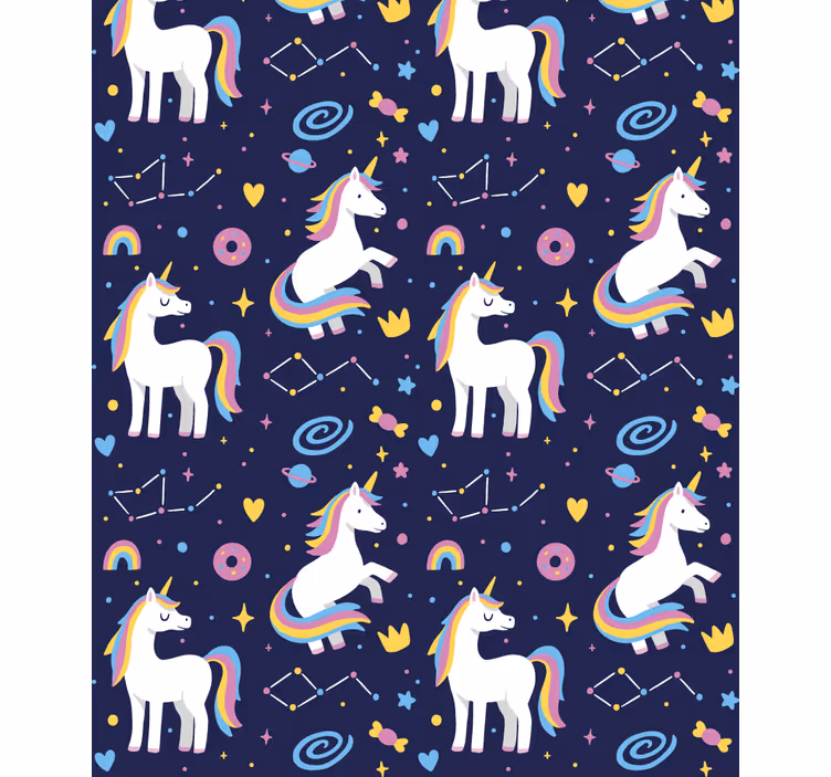 Model unicorn cu simboluri Rulouri pentru copii - TenStickers