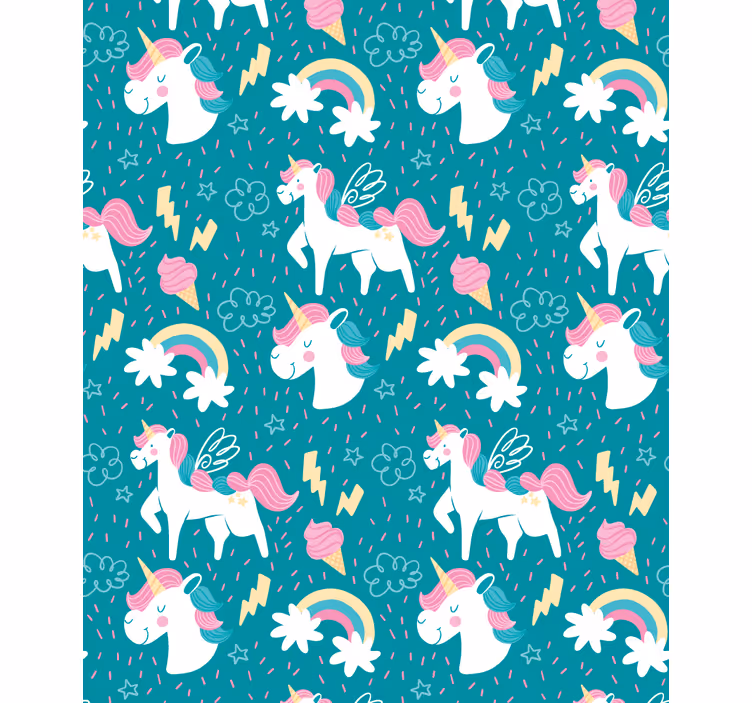 Rulou geam pentru copii model de unicorn albastru - TenStickers