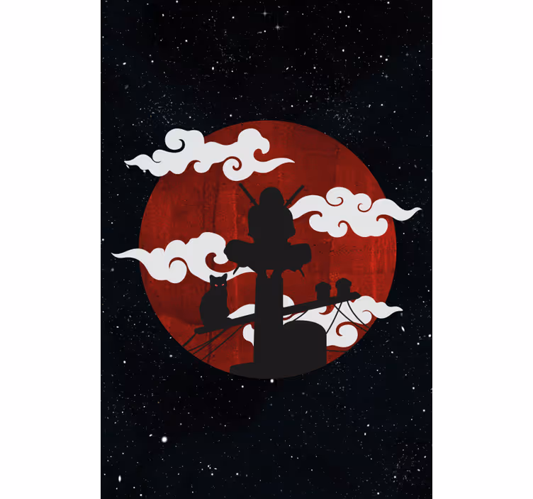Rulou geam originalul scena silueta samurai - TenStickers