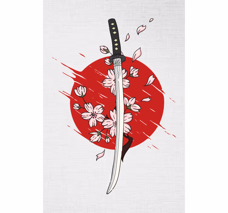 Rulou japonez original cu sabie și sakura - TenStickers