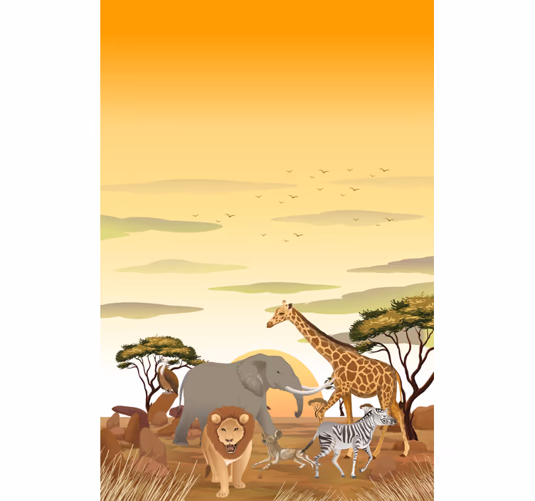 Desene animate africane peisaj diverse animale Rulouri - TenStickers