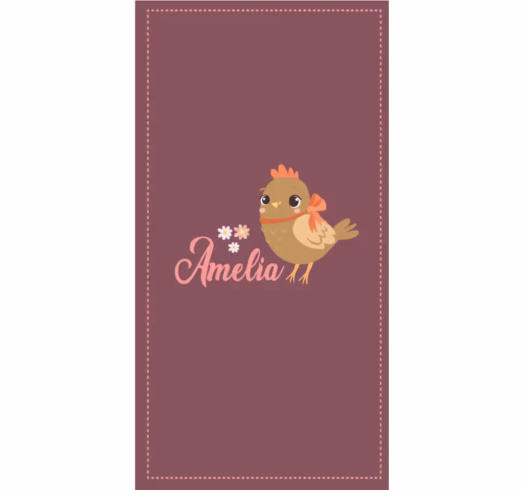 Rulou geam animale puișor cu flori și nume - TenStickers