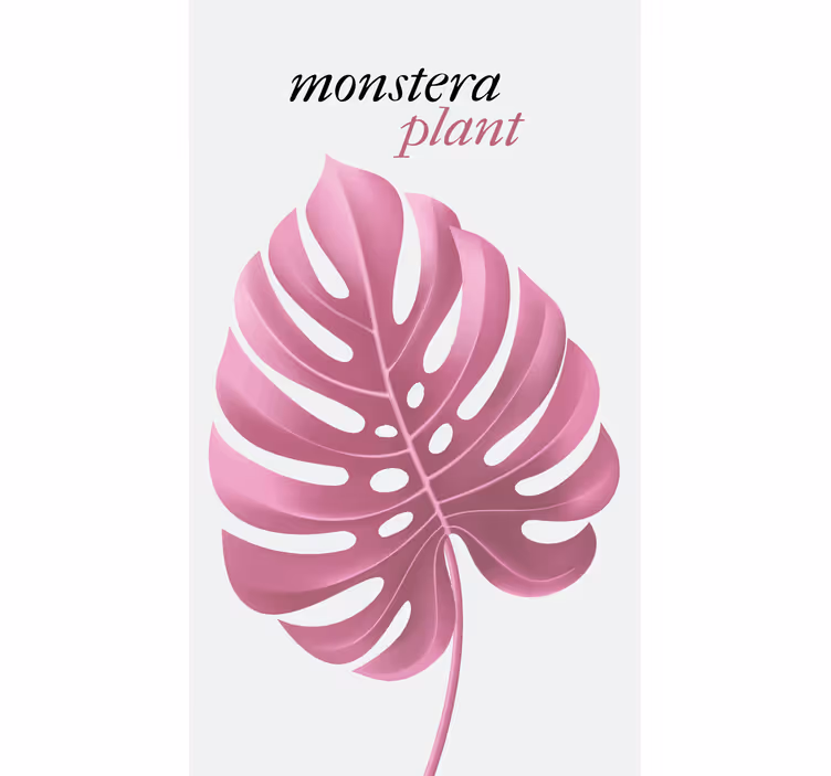 Rulou geam flori și plante plantă monstera roz - TenStickers