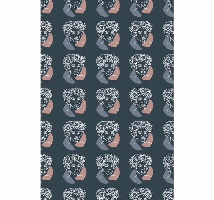 Rulou geam cu desene chipuri florale abstracte - TenStickers