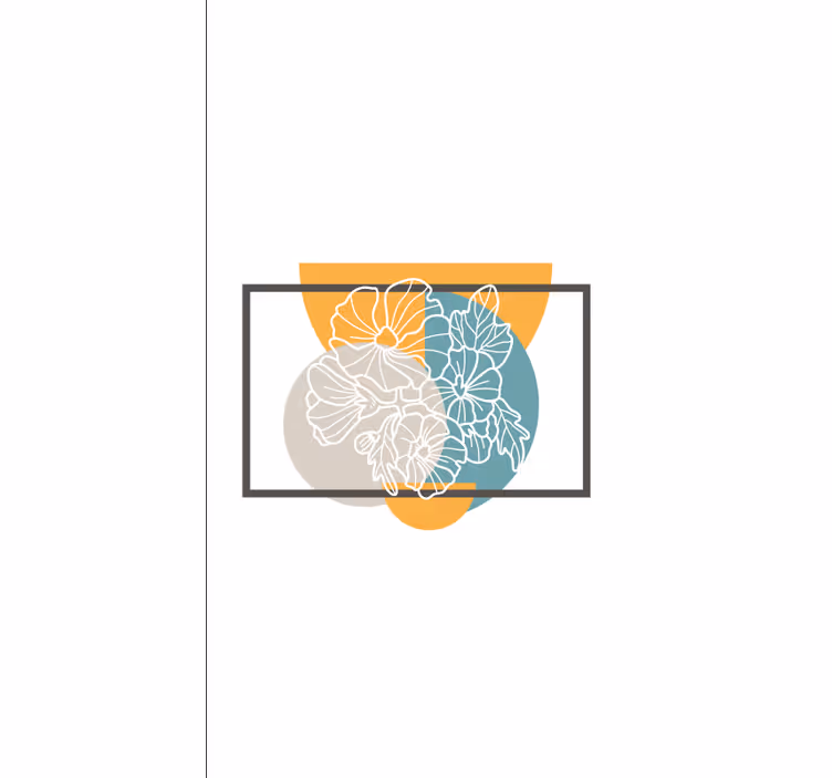 Rulou geam flori și plante cadru abstract minimalist - TenStickers