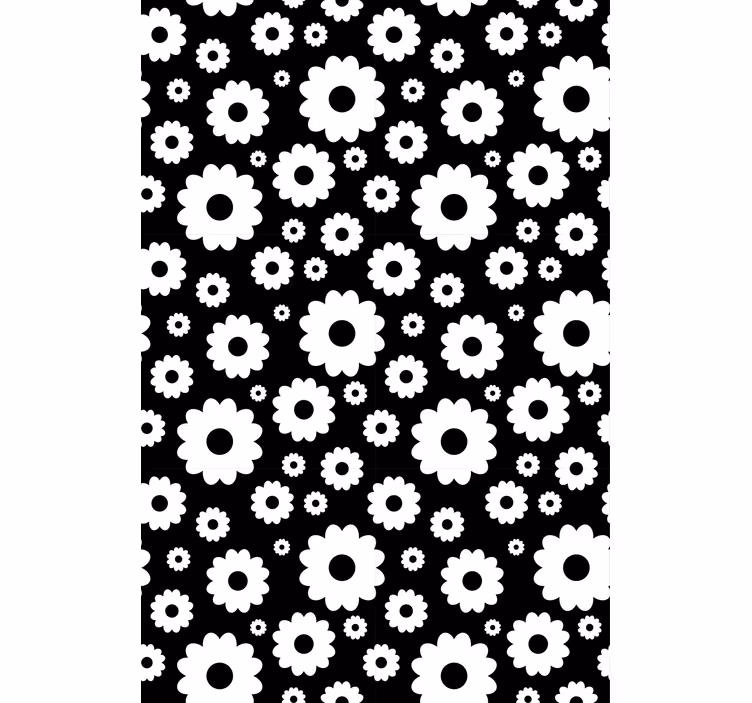 Rulou geam floral model de flori alb-negru - TenStickers