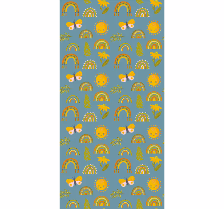 Rulou geam copaci design cu curcubeu însorit - TenStickers