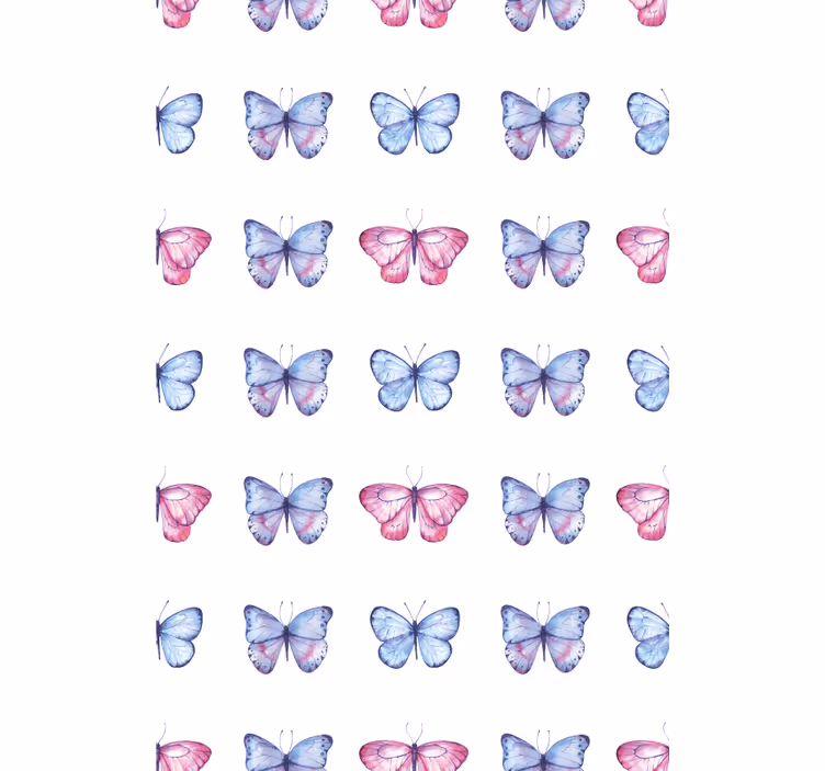 Rulou geam fluturi aripi albastre si roz - TenStickers