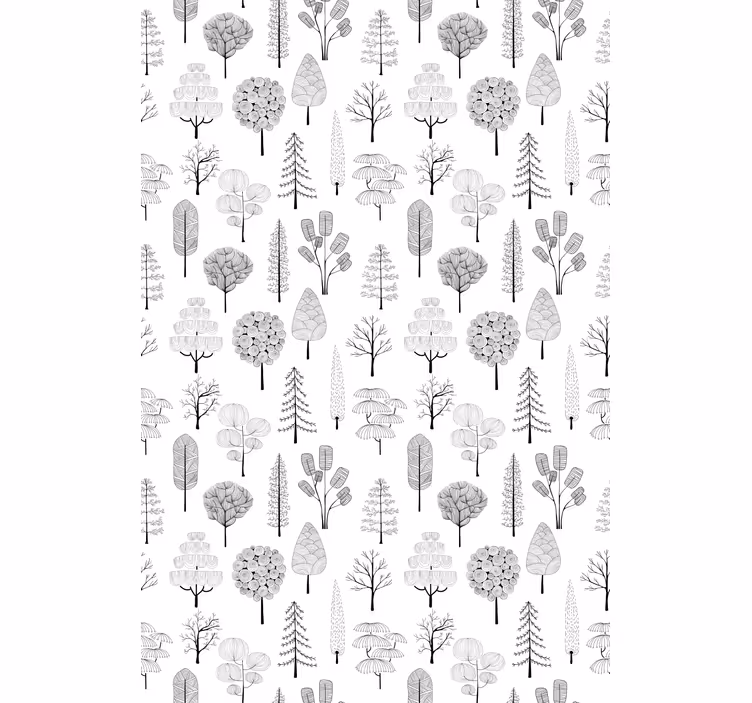 Rulou geam nordic arbori minimalisti gri - TenStickers