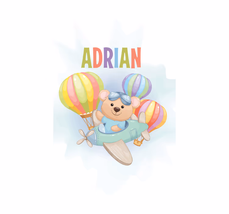 Drăguț urs într-un avion cu baloane Rulouri - TenStickers