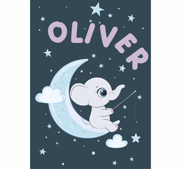 Rulou geam copil luna de elefant cu nume - TenStickers